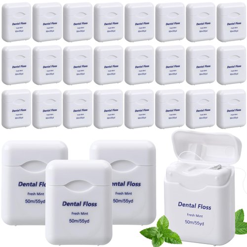 FillTouch 36 Pack Mini Dental Floss Bulk Mint Flavored Floss 50m Each Travel Dental Floss Oral Care Dental Floss for Teeth and Gum Protection(White)