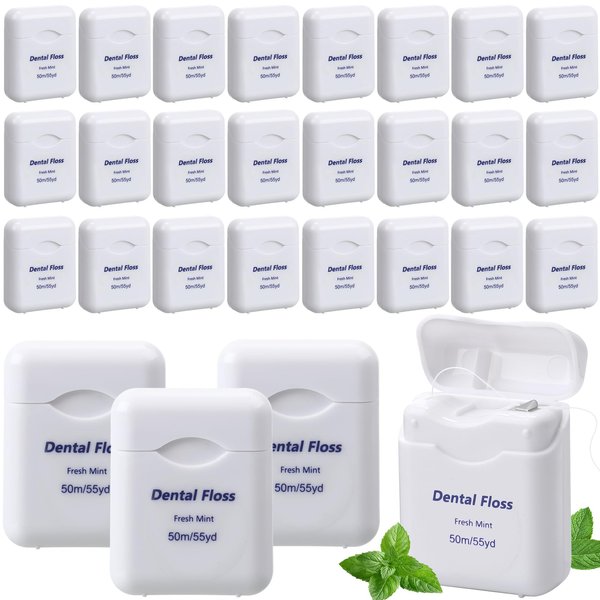 FillTouch 36 Pack Mini Dental Floss Bulk Mint Flavored Floss 50m Each Travel Dental Floss Oral Care Dental Floss for Teeth and Gum Protection(White)