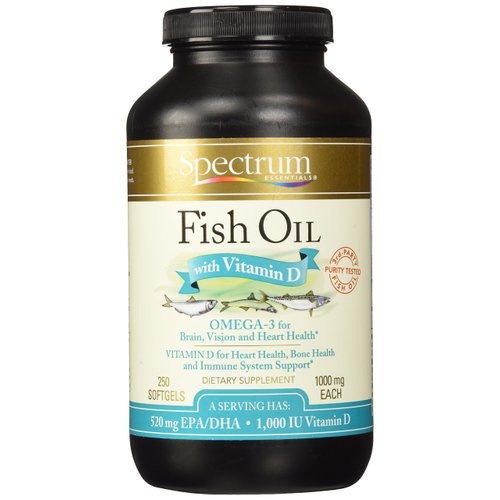 Spectrum Essentials Softgels, Fish Oil with Vitamin D, 1000 mg, 250 Count