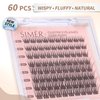 SIMER Lash Clusters DIY Eyelash Extensions 80 Clusters Lashes 3D Layered Wispy Natural Look Eyelash Clusters D Curl Reusable Fluffy Individual Lashes DIY at Home(10-16mm Mixed)