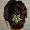 Casdre Flower Bride Wedding Hair Comb Silver Green Rhinestone Bridal Hair Piece Crystal Evening Party Hair Accessories for Women and Girls