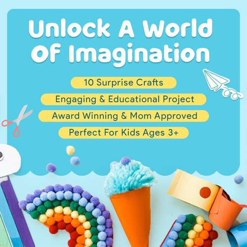 Mumaloo Craft Box for Kids - 10 Creative Arts and Crafts for Kids Ages 4-8, No Mess Educational Preschool Art Projects, Toddler Crafts Kit Supplies Christmas Gift for 3 4 5 6 7 8 Year Old Girls & Boys