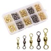 Fishing Barrel Swivels, 200pcs Rolling Ball Bearing Fishing Swivels with Solid Ring Fishing Tackle Accessories Fishing Hook Line Connector Copper with Stainless Steel Black & Gold Size 2 4 6 8 10