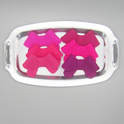 Set of 6 Felt Bows Pinks Alligator Clip or French Barrette (French Barrette Right)