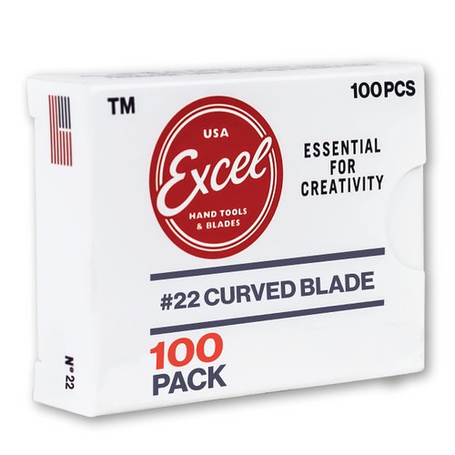 Excel Blades #22 Curved Edge Blade, Carbon Steel Set of 100 Blades for Craft Knife, Replacement Hobby Blades