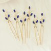 Rhinestone Hair Pins for Wedding 6PCS Bride Hair Accessories Bridesmaid Crystal Hair Clips Bobby Pins Pearl for Women Blue
