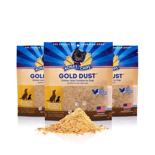 KONA'S CHIPS 3 Pack - Gold Dust 4 OZ Chicken Jerky Sprinkles Food Topper for Dogs