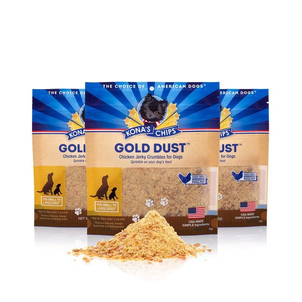 KONA'S CHIPS 3 Pack - Gold Dust 4 OZ Chicken Jerky Sprinkles Food Topper for Dogs