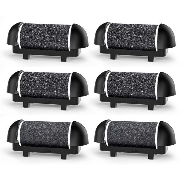 6 Pack Replacement Roller Refill Heads for Electric Callus Remover for Feet,Pedicure Kit Refill Rollers Extra 4 Regular Coarse & 2 Fine Coarse Electronic Foot File