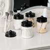 Apothecary Jars Bathroom Vanity Storage Organizer Set -Countertop Canister Plastic Acrylic Jar - Farmhouse Decor Qtip Holder for Cotton Swabs,Makeup Sponges,Flossers,Paper Clips -Black(2)