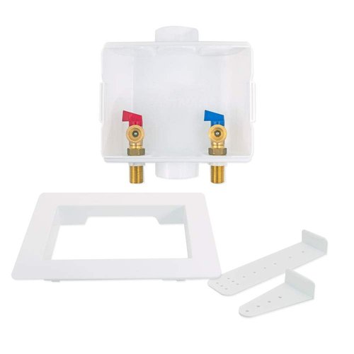 Eastman 1/2 Inch Sweat Connection x 3/4 Inch MHT Washing Machine Outlet Box, Push to Connect Brass Plumbing Fittings, Center Drain, 60248
