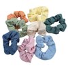 8 Pack Soft Linen Cotton Fabric Sleep Hair Scrunchies Skin Friendly Hair Bobbles Elastics Ponytail Holders Hair Wrist Ties Bands Cloth Scrunchies for Show Gym Dance Party Club Girl Women
