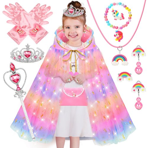 YAOOBEY Princess Dress Up Clothes for Girls 4-6,Unicorn Princess Easter Costumes Toys for Girls 3 4 5 6 7 Year Old Christmas Birthday Gifts