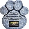 Pawprints Remembered Pet Memorial Stone - Features a Paw Print Photo Frame and Sympathy Poem - Indoor Outdoor for Garden Backyard Marker Grave Tombstone - Loss of Pet Gift - Loss of Dog Gift