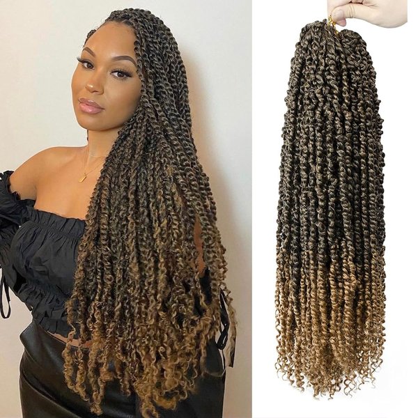 Starlovely Passion Twist Hair 18 Inch, Pre-Looped Crochet Braids for Black Women, Bohemian Curly Twist T27 color Synthetic Hair Extensions