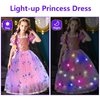 FRIEET Princess Dress for Girls, Light-up Princess Dress up for Girls Age 3-8 Years Old, Princess Costume for Little Girls for Halloween Brithday Party (L)