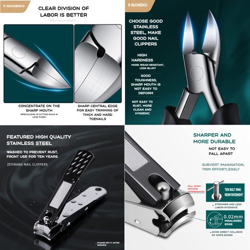 Nail Clippers Set 4Pcs Ingrown Toenail Nail File, Nail Cutter Surgical Stainless Steel Treatment Thick Nail Clipper, Fingernail Clipper for Men Seniors Skin Remover Metal Tin Box Suitable for Gifts