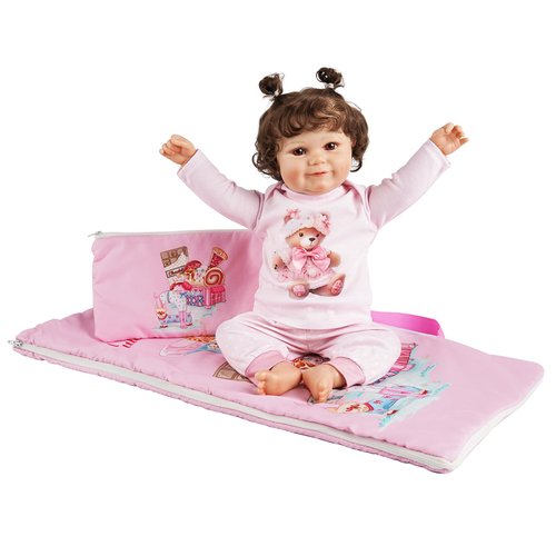 BABESIDE 4 Pcs Reborn Baby Doll Sleeping Bag Set for 17-22 Inch Baby Dolls, Baby Doll Sleep Sack and Baby Doll Clothes with Cute Patterns for Realistic Baby Dolls Girls, White & Pink