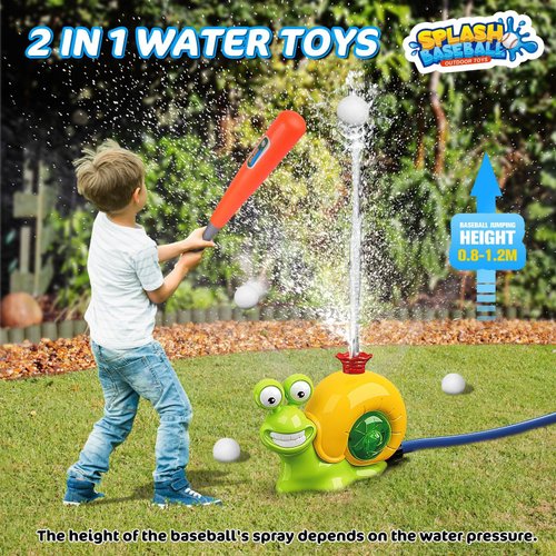 Outdoor Kids Lawn Garden Water Ball Sprinkler Baseball Toy, Snail 2 in 1 Outdoor Baseball Sprinkler with 3 Small Balls for Boys and Girls Over 3 Years Old, Summer Outdoor Water Ball Game. (Y8696-1)