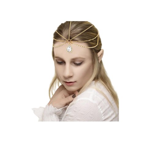 Hapdoo Fairy Crown, Women's Renaissance Fairy Hair Accessories, Medieval Headpiece with Head Chain, Gold