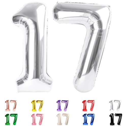 17 Balloon Numbers 40 In, 17th Birthday Decorations for Boys Girls, 71st Happy Birthday Party Dec...