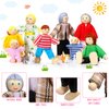10 Pcs Wooden Dollhouse Set of Mini People Figures Dollhouse Dolls Wooden Doll Pretend Play Figures Accessories for Pretend Dollhouse Toy (Bright Style)