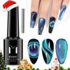 MIZHSE 9D Cat Eye Gel Nail Polish 10ml, Holographic Galaxy Cateye Magnetic Nail Polish Gel, Magic Chameleon Manicure Set(Cyan)