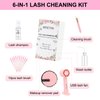 MERETON Lash Shampoo Kit 60 ml Lash Shampoo for Lash Extensions Lash Extension Cleanser 6 in 1 Eye Lash Cleansing Foam for Lash Clusters with Lash Wash, Lash Fan, Makeup Pad, Rinse Bottle, Lash Brush