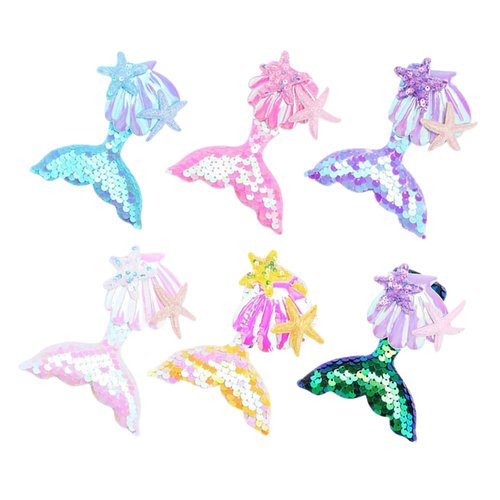 TDGBIH 6 PCS Mermaids Hair Clips Elegant Starfish Hair Clips Shell Hair Pins Sparkling Fish Tail Sequins Hair Clips Mermaid Hair Accessories for Women and Girls
