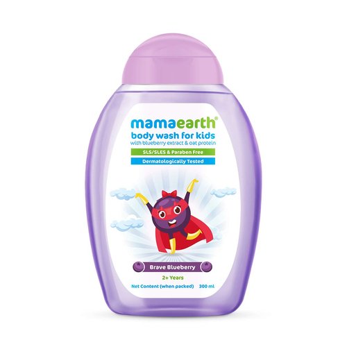 MAMAEARTH Brave Blueberry Kids Body Wash | Gently Cleanses Delicate Baby Skin | Fun Bathing with Fruity Essence | Tear Free & Nourishing | for 2+ Years | 10.14 Fl Oz/300 ml