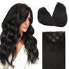 DOORES Human Hair Extensions Clip in Natural Black 120g 7pcs 18 Inch Remy Clip in Hair Extensions Natural Hair Extensions Straight Thick Hair