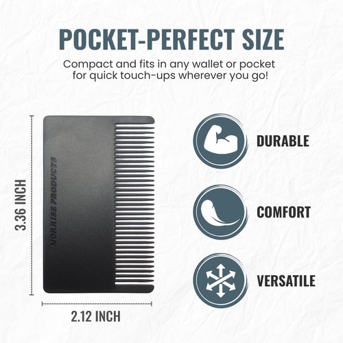 3 Pack Pocket Beard Comb for Men - Mini Hair and Mustache Styling Comb Kit | Anti-Static Wallet Comb for Men’s Beard Care, Grooming, and Detangling | Portable Small Combs for On-The-Go