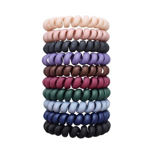 10Pcs Spiral Hair Ties for Thick Curly Hair Ties Hair Plastic Elastics No Crease Coil Hair Ties Telephone Cord Hair Ties