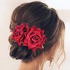 Foyte Flower Bride Wedding Hair Comb White Rose Headpieces Bridal Side Combs Purple Floral Bridesmaid Hair Accessories for Women (Rose)
