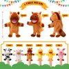 Lenwen 6 Pcs Christmas Hand Puppets Bulk for Kids with Working Mouth 10 Inches Plush Animal Hand Puppet Toddler Plush Toys for Children Adult Xmas Birthday Party Favors Gifts(Farm Animal)