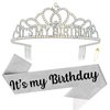 ACO-UINT Birthday Crown for Women, AB Rhinestone Birthday Headband Birthday Sash It's My Birthday Crown, Birthday Girl Crown Birthday Tiara Birthday Decorations Birthday Gifts