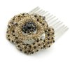 Medium Decorative Hair Comb Rhinestone Crystal Rose Bridal Hair Comb, Light Brown