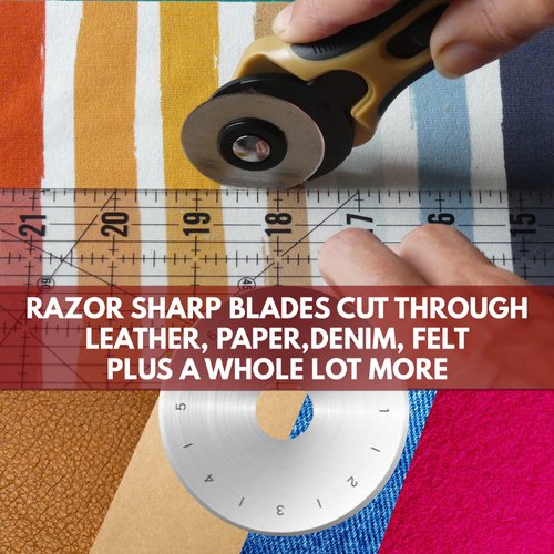 Madam Sew 28mm Rotary Cutter for Fabric | Precision Cloth Cutting Tool with Tungsten Steel Blade and Safety Guard | for Sewing, Arts & Crafts with Comfortable Handle | Craft Supplies