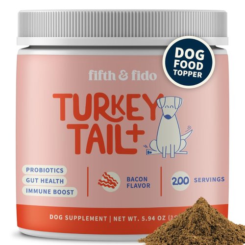 Fifth & Fido Probiotics for Dogs - Turkey Tail Mushroom Powder - Lipoma Treatment for Dogs - Pet Food Topper - Mushroom Supplement for Lumps, Bumps & Warts - Pet Vitamins and Supplements, 200 Servings