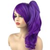 Aimole Short Straight Cute Anime Cosplay Wigs with 1 Long Curly Clip on Ponytail Women Synthetic Wigs Halloween Party Hair(Purple)