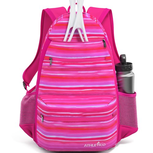 Athletico City Tennis Bag - Tennis Backpack for Men & Women Holds 2 Tennis Rackets and Shoes - Tennis Bags With Racquet Holder For Tennis, Pickleball, Squash & Badminton - Tennis Bags for Women (Pink)