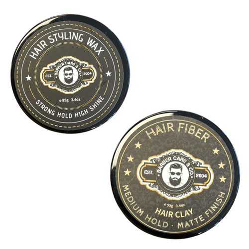 BARBER CARE & CO. Hair Fiber, Hair Clay & Ultra Sleek Hair Styling Wax for Men & Women - Nourishing Anti-Frizz Formula - Strong Hold High Shine & Keeps Hair in Place Easy to Wash (3.4 Oz)