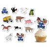 Farm Animal Birthday Party Decorations with Blue Truck (42 Pieces) Birthday Party Banner Cake Topper Cupcake Toppers and Hanging Swirls