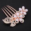 Chargances Pearl Bride Wedding Hair Comb Vintage Flower Rhinestone Hair Side Comb Bridal 1920s Headpiece Glitter Crystal Handmade Accessories for Women and Girls (Style 2)