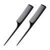 2 Pack Rat Tail Comb for Root Teasing, Black Fine Tooth Teasing Comb for Sectioning, Parting, Styling Hair