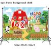 7Pcs Farm Themed Party Supplies,Indoor and Outdoor Farm Animals 3D Table Decoration,Include Farm Animals Centerpieces and Farm Happy Birthday Background Cloth