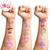 100 PCS Baby Girl Birthday Party Decorations Favors Supplies Temporary Tattoos Decor Pink Rose Gold Baby Girl Shower Floral Stickers For Boys Girls Gift School Prizes Rewards