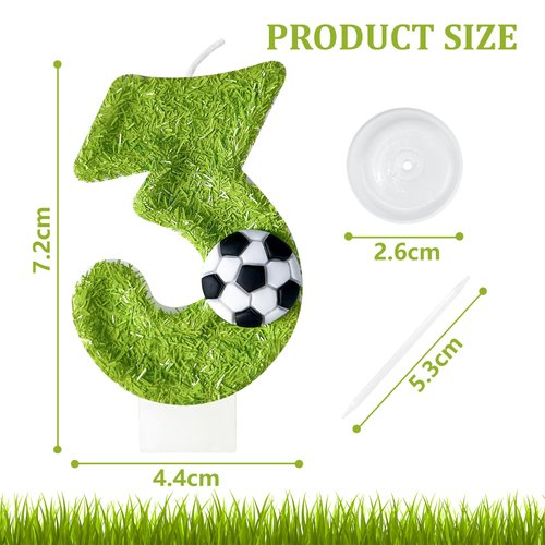 JonesLi 3th Birthday Candles，Soccer Birthday Decorations，Suitable for Girl and boy Cake Toppers, Wedding Cakes, Anniversaries, Party Celebrations, Birthday Decorations