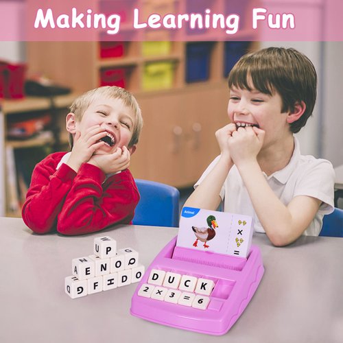 DEGIDEGI Educational Toys for Kids Ages 3-8, Matching Letter Spelling Game ABC Learning, Learning Toys for 4-7 Year Old Girls,Xmas Birthday Party Gifts for 3 4 5 6 7 8 Year Olds Girls Pink