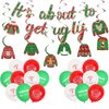 MARFOREVER 25 Pcs Christmas Ugly Sweater Party Decorations, It's About To Get Ugly Banner Balloons Ugly Christmas Sweater Hanging Swirls Set for Xmas Winter Holiday Party Supplies Decor